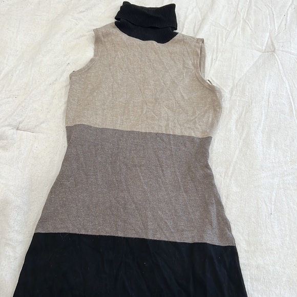 INC Sweater dress turtleneck Grey Black Taupe - Picture 2 of 5